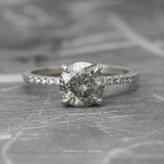 1.45 Carat Salt and Pepper Round Diamond Engagement Ring, Jules Setting