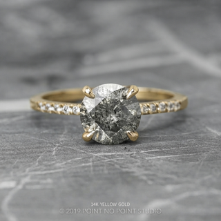 1.45 Carat Salt and Pepper Round Diamond Engagement Ring, Jules Setting