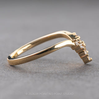 Petite Sage Wedding Ring, 7 Diamond, V-Shaped Contour, Loaf Band
