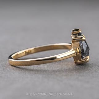 1.49 Carat Salt and Pepper Pear Diamond Engagement Ring, Charlize Setting, 14k Yellow Gold