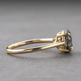 2.24 Carat Black Salt and Pepper Round Diamond Engagement Ring, Madeline Setting, 14k Yellow Gold
