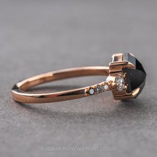 1.82 Carat Black Hexagon Diamond Engagement Ring, Ombre Eliza Setting, 14K Rose Gold