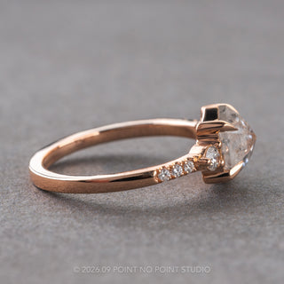 1.67 Carat Icy Salt and Pepper Hexagon Diamond Engagement Ring, Eliza Setting, 14K Rose Gold
