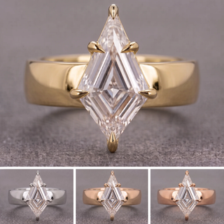 Step Cut Kite Lab Diamond Engagement Ring, Basket Jane Setting