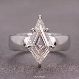 Step Cut Kite Lab Diamond Engagement Ring, Basket Jane Setting