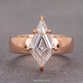 Step Cut Kite Lab Diamond Engagement Ring, Basket Jane Setting
