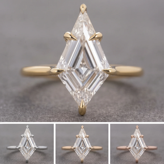 Step Cut Kite Lab Diamond Engagement Ring, Lark Setting