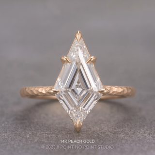 Step Cut Kite Lab Diamond Engagement Ring, Hammered Lark Setting