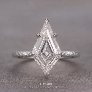 Step Cut Kite Lab Diamond Engagement Ring, Hammered Lark Setting