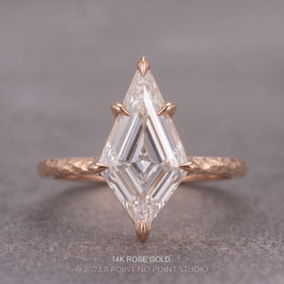 Step Cut Kite Lab Diamond Engagement Ring, Hammered Lark Setting