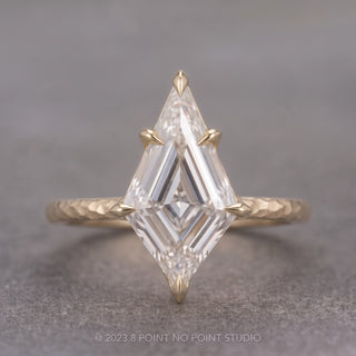 Step Cut Kite Lab Diamond Engagement Ring, Hammered Lark Setting