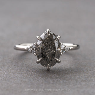 2.37 Carat Salt and Pepper Oval Diamond Engagement Ring, Quinn Setting, Platinum