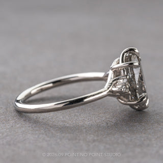 2.37 Carat Salt and Pepper Oval Diamond Engagement Ring, Quinn Setting, Platinum