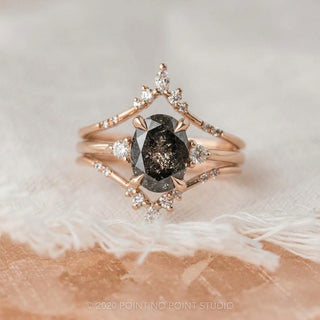 1.51 Carat Black Salt and Pepper Oval Diamond Engagement Ring, Zoe Setting