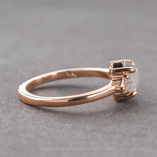 1.26 Carat Icy Salt and Pepper Hexagon Diamond Engagement Ring, Zoe Setting, 14K Rose Gold, Point No Point Studio. Eco-friendly, Recycled Metals, Conflict Free.