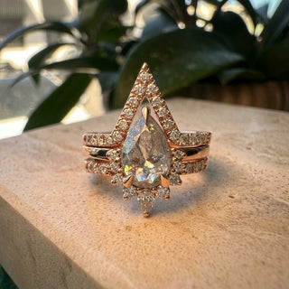 1.53 Carat Icy Salt and Pepper Pear Diamond Engagement Ring, Ava Setting