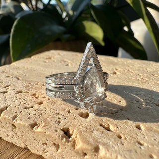 1.53 Carat Icy Salt and Pepper Pear Diamond Engagement Ring, Ava Setting