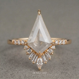 3.52 Carat Icy White Kite Diamond Engagement Ring, Wren Setting