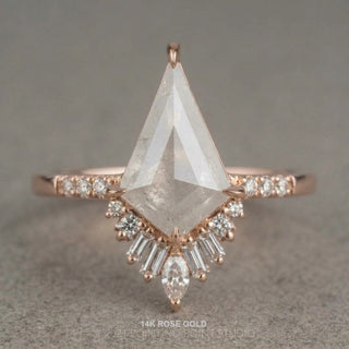 3.52 Carat Icy White Kite Diamond Engagement Ring, Wren Setting