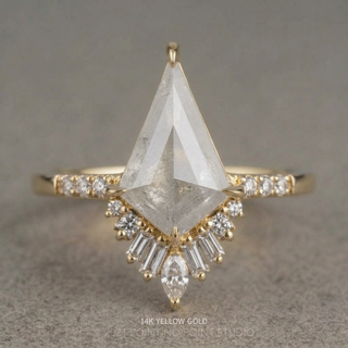 3.52 Carat Icy White Kite Diamond Engagement Ring, Wren Setting