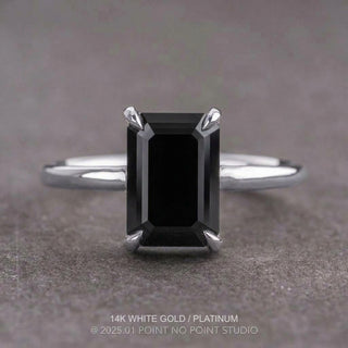 2.83 Carat Black Emerald Diamond Engagement Ring, Basket Jane Setting