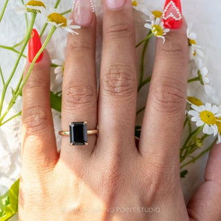 2.83 Carat Black Emerald Diamond Engagement Ring, Basket Jane Setting