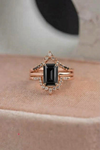 2.83 Carat Black Emerald Diamond Engagement Ring, Basket Jane Setting