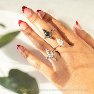 Kite Lab Diamond Engagement Ring, Wren Setting, Point No Point Studio. Available in a variety of metal types. Eco-friendly, Recycled Metals, Conflict Free.