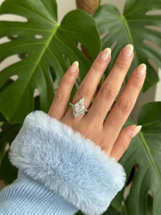 Kite Lab Diamond Engagement Ring, Wren Setting, Point No Point Studio. Available in a variety of metal types. Eco-friendly, Recycled Metals, Conflict Free.