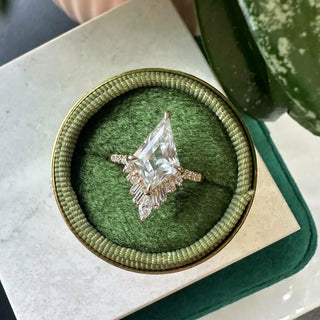 Kite Lab Diamond Engagement Ring, Wren Setting, Point No Point Studio. Available in a variety of metal types. Eco-friendly, Recycled Metals, Conflict Free.