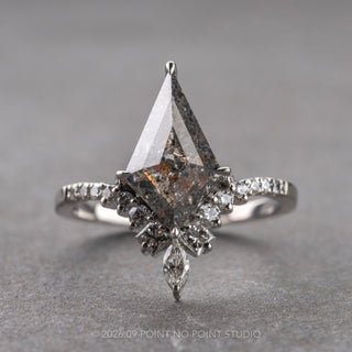 2.38 Carat Salt and Pepper Kite Diamond Engagement Ring, Willa Setting, Platinum