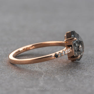 2.23 Carat Salt and Pepper Hexagon Diamond Engagement Ring, Ombre Jules Setting, 14K Rose Gold