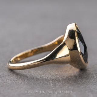 1.91 Carat Black Crescent Moon Diamond Engagement Ring, Bezel Lunar Eclipse Setting, 14K Yellow Gold