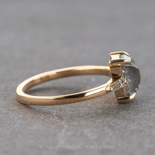 2.08 Carat Salt and Pepper Emerald Shaped Diamond Engagement Ring, Zoe Setting, 14K Yellow Gold