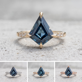 1.45 Carat Montana Kite Sapphire and Diamond Engagement Ring, Jules Setting