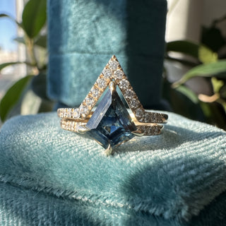 1.45 Carat Montana Kite Sapphire and Diamond Engagement Ring, Jules Setting
