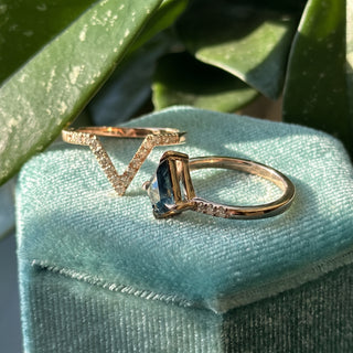 1.45 Carat Montana Kite Sapphire and Diamond Engagement Ring, Jules Setting