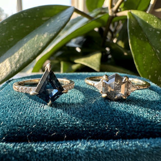 1.45 Carat Montana Kite Sapphire and Diamond Engagement Ring, Jules Setting