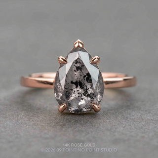 2.08 Carat Salt and Pepper Pear Diamond Engagement Ring, Charlize Setting