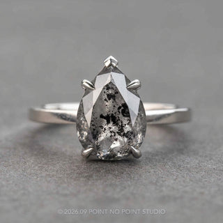 2.08 Carat Salt and Pepper Pear Diamond Engagement Ring, Charlize Setting