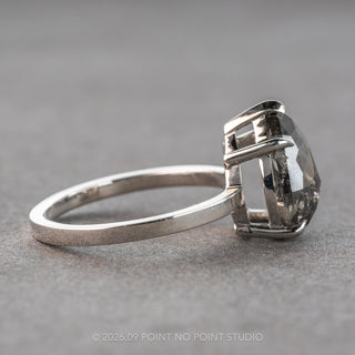 3.02 Carat Salt and Pepper Pear Diamond Engagement Ring, Charlize Setting, Platinum