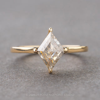 1.24 Carat Canadian Salt and Pepper Lozenge Diamond Engagement Ring, Lark Setting, 14K Yellow Gold