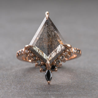 2.68 Carat Black Salt and Pepper Kite Diamond Engagement Ring, Ombre Avaline Setting, 14K Rose Gold