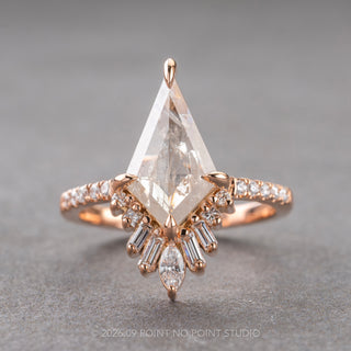 1.81 Carat Icy White Kite Diamond Engagement Ring, Wren Setting, 14K Rose Gold