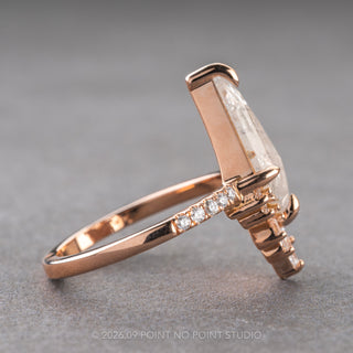 1.81 Carat Icy White Kite Diamond Engagement Ring, Wren Setting, 14K Rose Gold