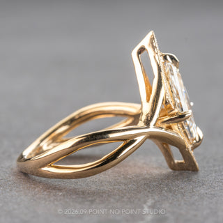 1.18 Carat Kite Lab Diamond Engagement Ring, Twisted Arwen Setting, 14k Yellow Gold, Point No Point Studio. Eco-friendly, Recycled Metals, Conflict Free.