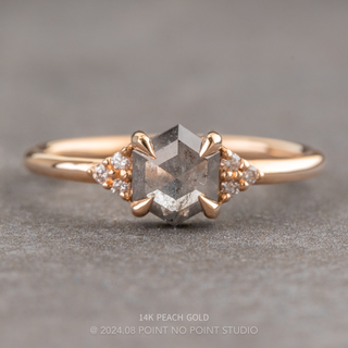 1.20 Carat Icy Salt and Pepper Hexagon Diamond Engagement Ring, Quinn Setting