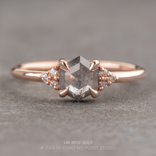 1.20 Carat Icy Salt and Pepper Hexagon Diamond Engagement Ring, Quinn Setting