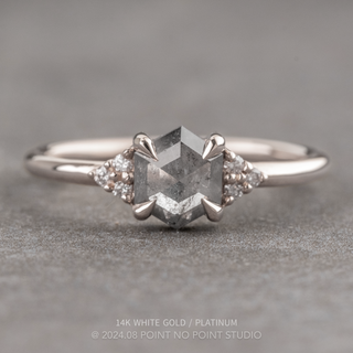 1.20 Carat Icy Salt and Pepper Hexagon Diamond Engagement Ring, Quinn Setting