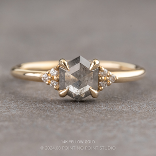 1.20 Carat Icy Salt and Pepper Hexagon Diamond Engagement Ring, Quinn Setting